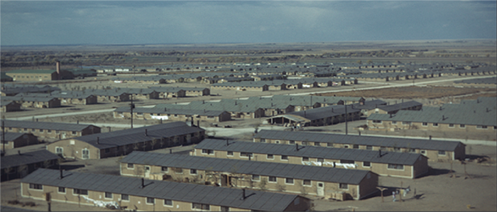 Aerial View overlooking Amache from the Water Tower. Courtesy of the Amache Preservation Society.   
