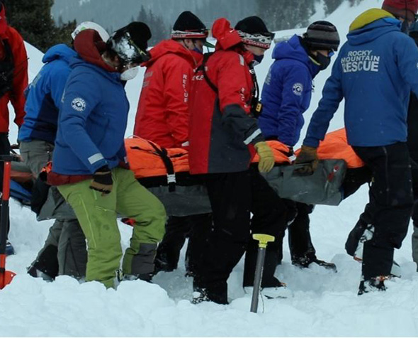 Various avalanche rescue teams participate in a practice rescue at a media day on Vail Pass. Photo credit: Alexandra Welch