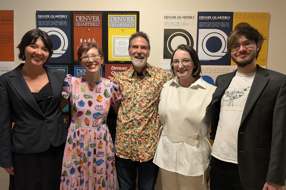 W. Scott Howard with students at the celebration of the Denver Quarterly's 60th anniversary. Courtesy photo. 