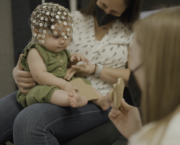 Baby undergoing testing on brain