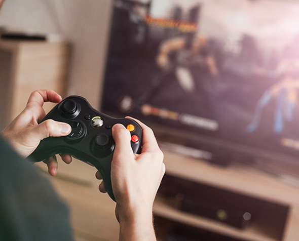 Person playing video games