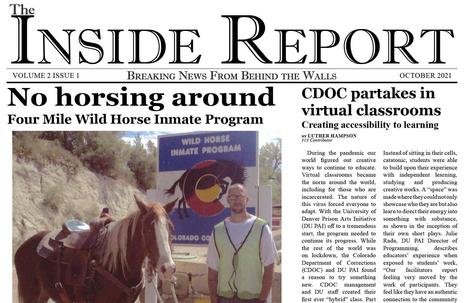 The Inside Report Volume 2 Issue 1 Cover Page