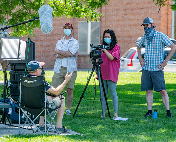 MFJS students and faculty complete a film project while socially distancing outside during the summer of 2020