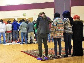Students attend the Jummah Prayer