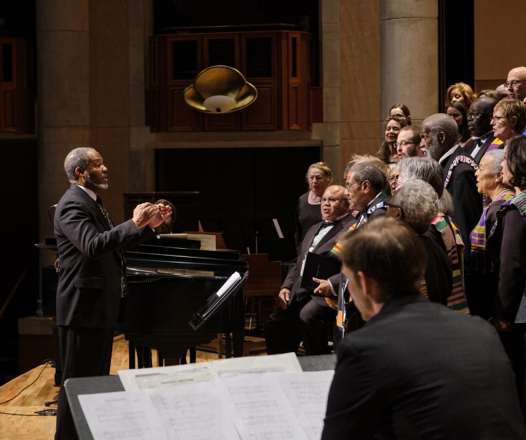 The Spirituals Choir performs conducted by director M. Roger Holland II