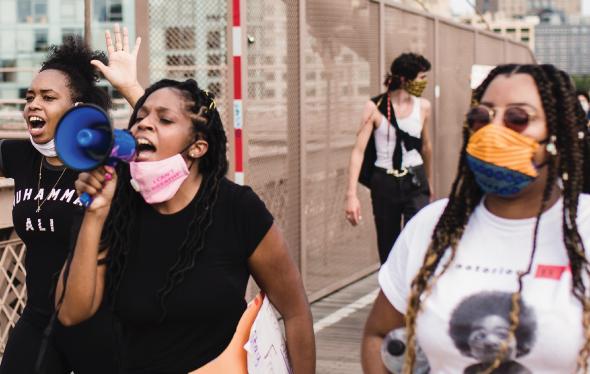 women protesting