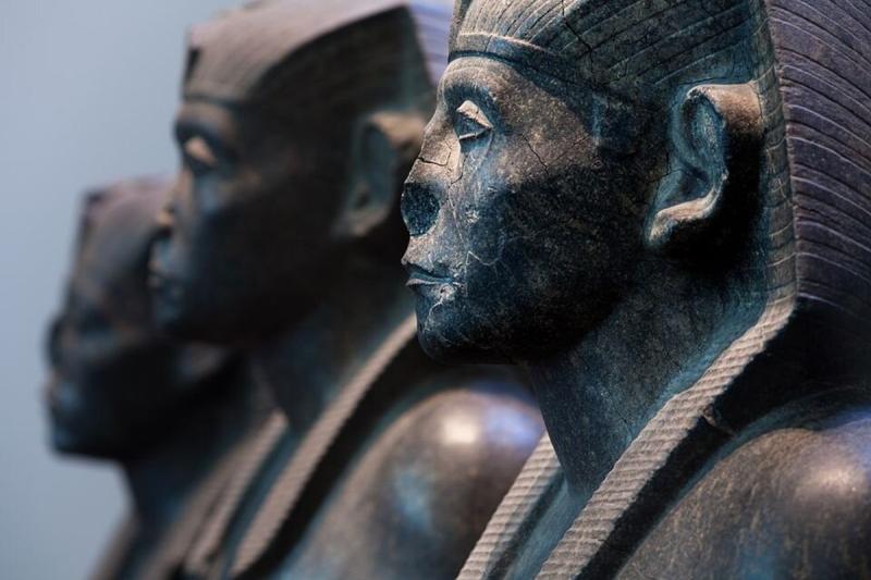 Statues of the pharaoh Senusret III, c. 1850 BC.