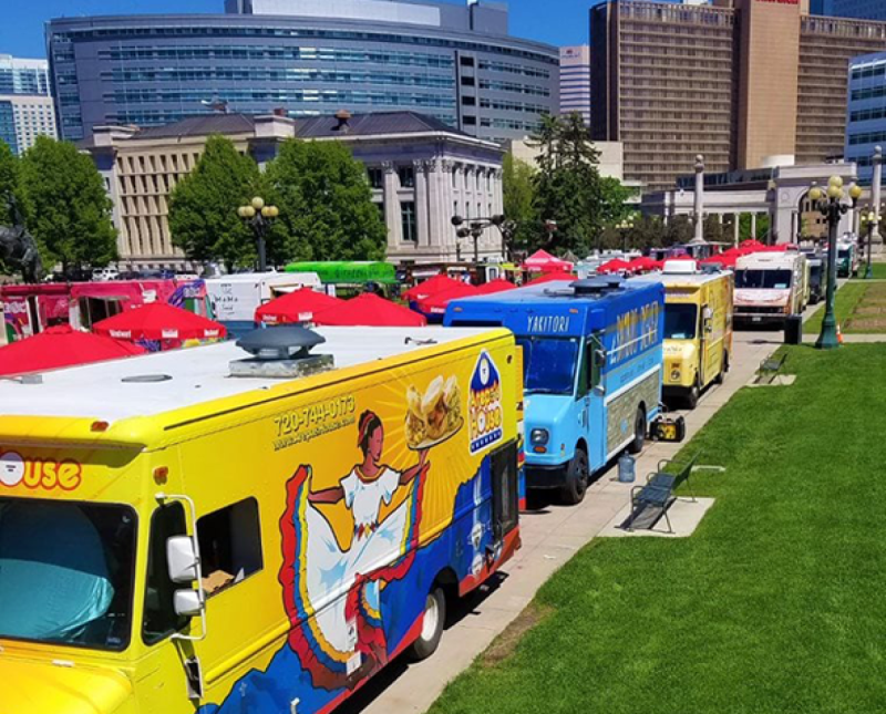 Line of food trucks