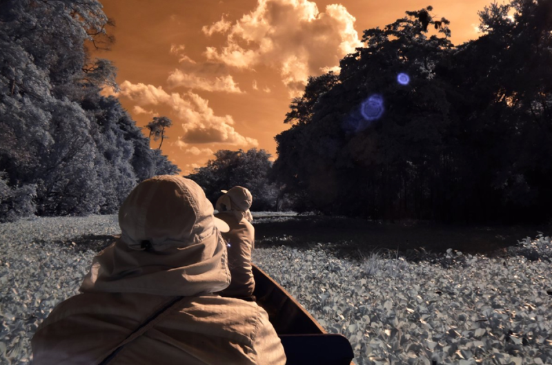 DU professor paddling on the Amazon river