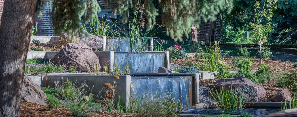 triple water fall installation on DU campus