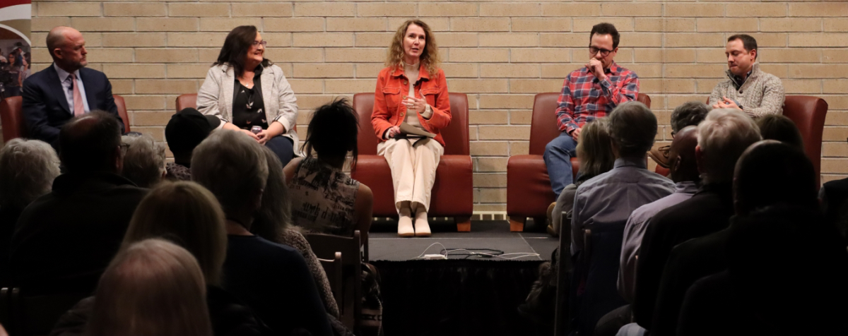 Panelist talking in a circle