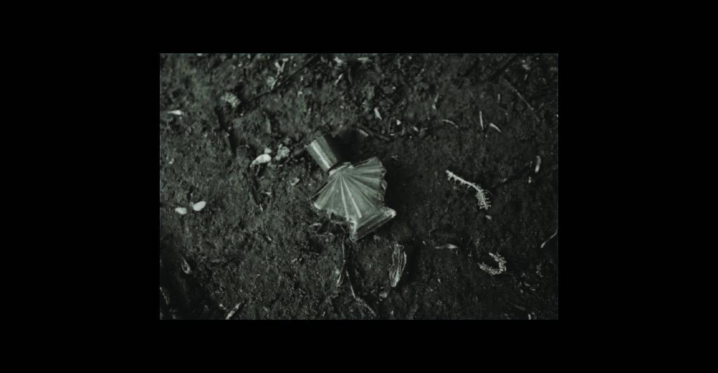 Perfume bottle on ground