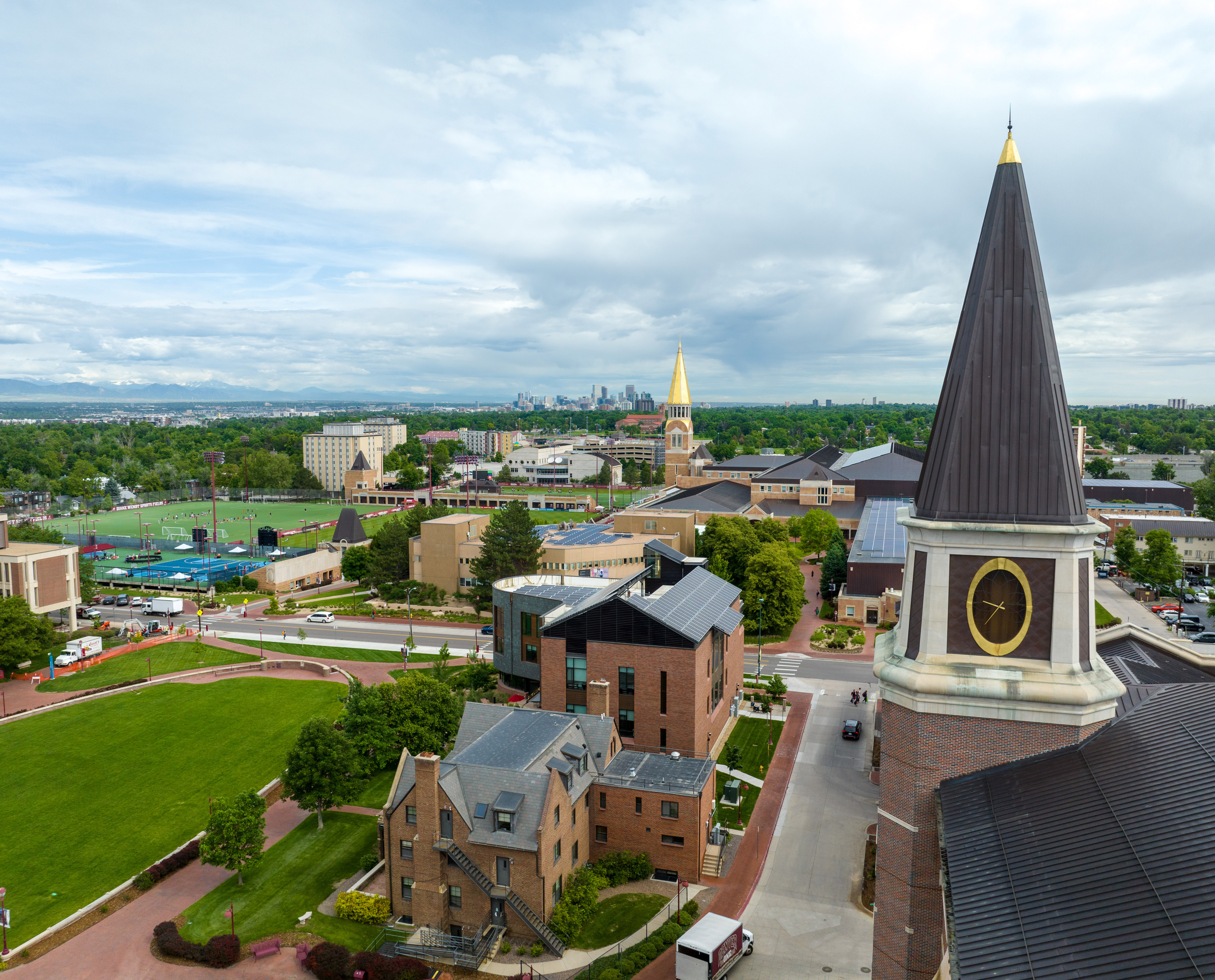 aerial view of DU campus
